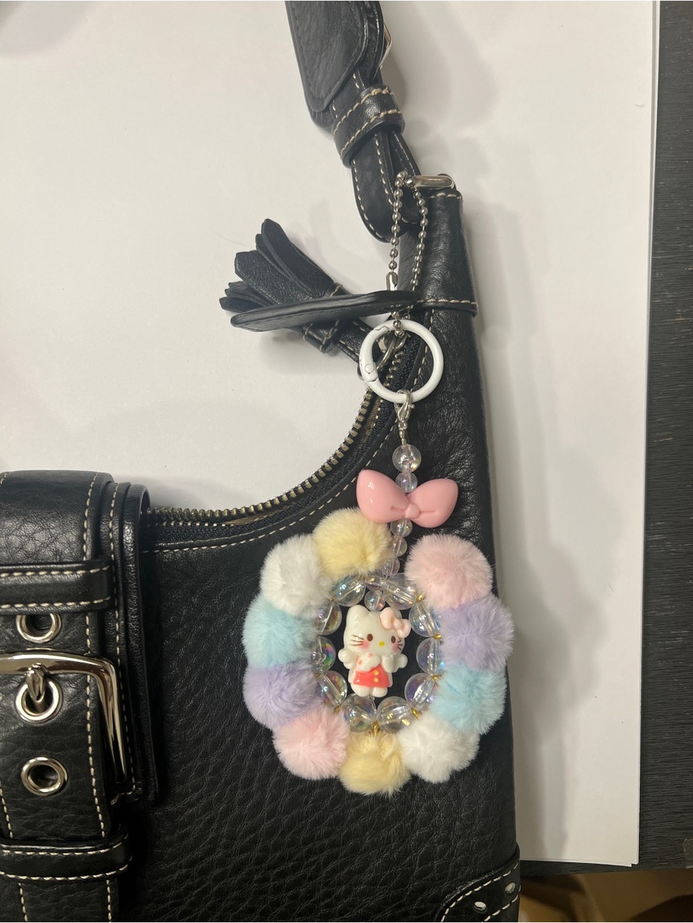 Hello Kitty Style Pastel Pom-Pom Keychain/bag charm